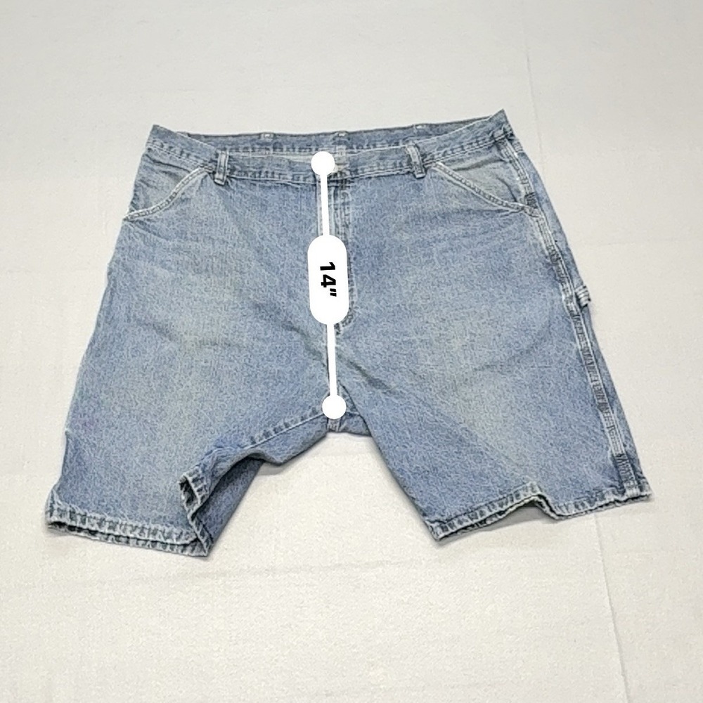 VTG Y2K Wrangler Jorts Rugged Wear Mens 40 Blue Denim Carpenter Shorts Relaxed - Picture 6 of 16